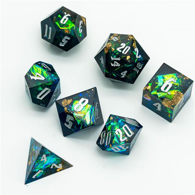 Candy in Blue & Black Sharp Resin - 7pcs RPG Dice Set