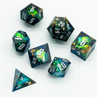 Thumbnail for Candy in Blue & Black Sharp Resin - 7pcs RPG Dice Set