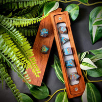 Thumbnail for Candy in Blue & Pink with Copper Foil Sharp Resin - 7pcs RPG Dice Set