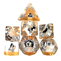 Thumbnail for Black & White Dog in Clear Resin - 7pcs RPG Full Dice Set