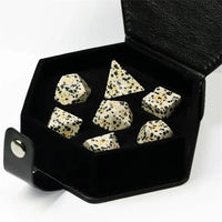 Thumbnail for White Dalmatian Jasper Gemstone - 7pcs RPG Dice Set