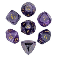 Thumbnail for 7pcs Dice Gem Stone Quartz Facet Gold Font Purple