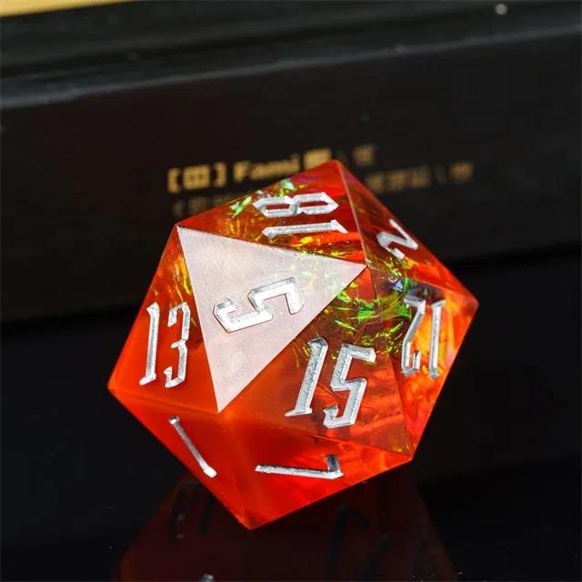 Candy in Orange with Yellow Foil Sharp Resin - D20 RPG Dice