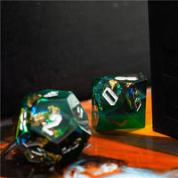 Thumbnail for Candy in Green & Black Sharp Resin - 7pcs RPG Dice Set