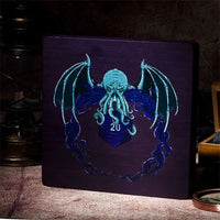 Thumbnail for Purple Cthulu D20 on Bamboo Wood - Magnetic Dice Storage