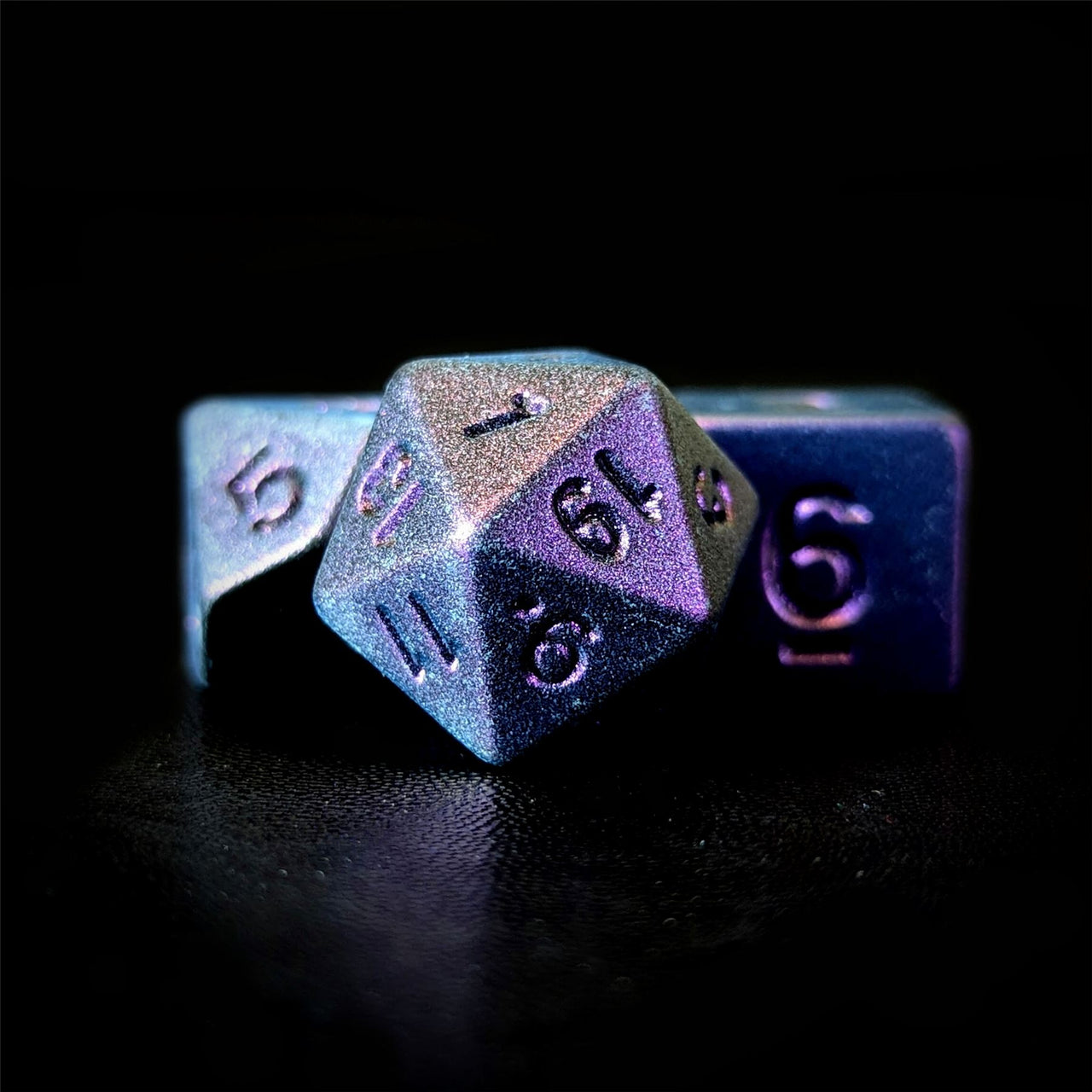 Frosted Purple Metallic Acrylic - 7pcs RPG Dice Set