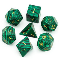 Thumbnail for Green Malachite Gemstone - 7pcs RPG Dice Set