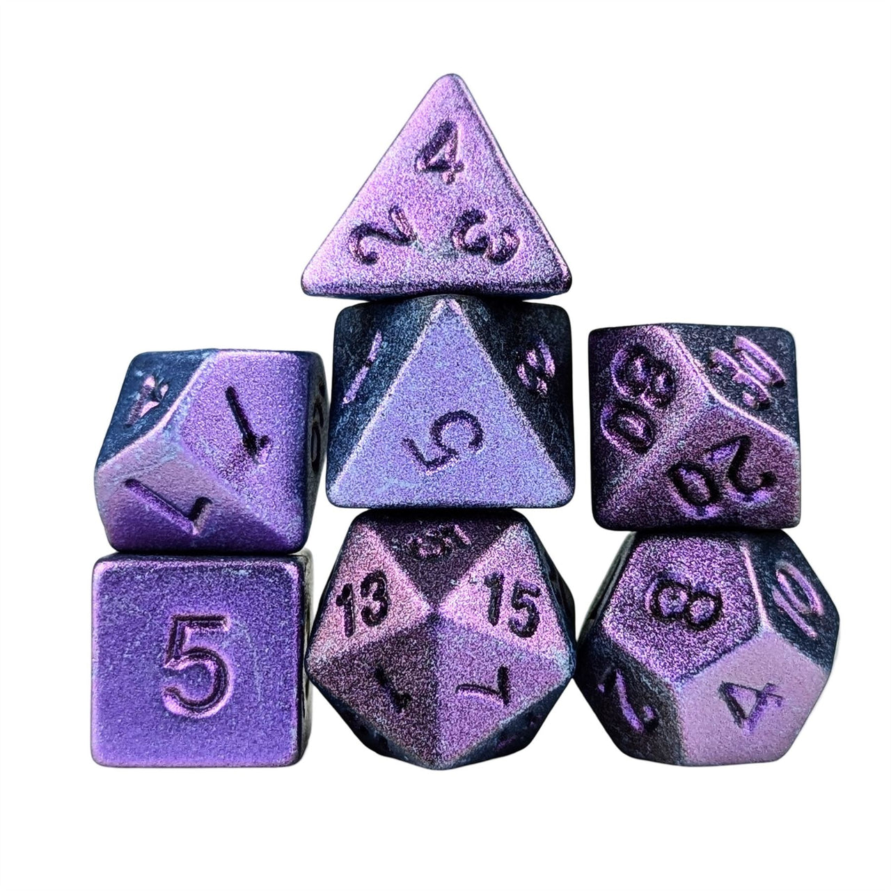 Frosted Purple Metallic Acrylic - 7pcs RPG Dice Set