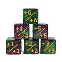 Thumbnail for 6pcs D6 16mm Dice Acrylic Counter Gold Font Purple Green