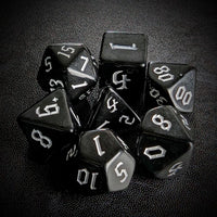 Thumbnail for White on Solid Black Acrylic - 7pcs RPG Full Dice Set Top