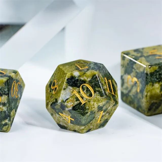 Green Jade Gemstone - 7pcs RPG Dice Set