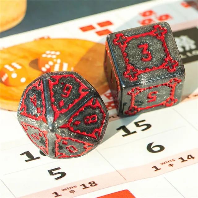 Castle on Grey Resin - 7pcs RPG Oversized Dice Set