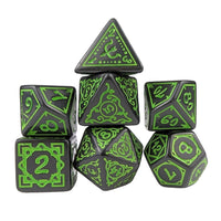 Thumbnail for Green Vines on Black Acrylic - 7pcs RPG Full Dice Set White Stack