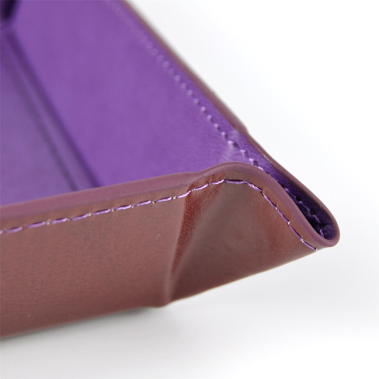 Purple & Brown PU Leather - Square Hard Dice Tray