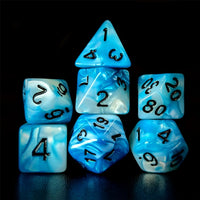 Thumbnail for Blend of White & Blue Acrylic - 7pcs RPG Full Dice Set Dark Stack