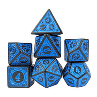 Thumbnail for Blue Lattice on Black Acrylic - 7pcs RPG Full Dice Set White Stack