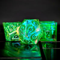 Thumbnail for Mythology on Clear with Candy Sharp Resin - 7pcs RPG Dice Set