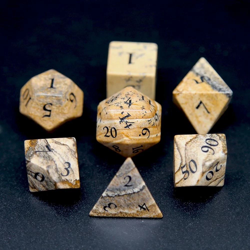 Yellow Jasper Gemstone - 7pcs RPG Dice Set