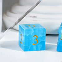 Thumbnail for Cracked & Frosted Sky Blue Glass - 7pcs RPG Dice Set