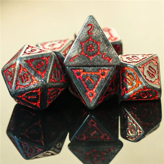 Castle on Grey Resin - 7pcs RPG Oversized Dice Set