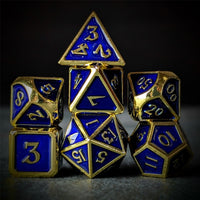 Thumbnail for Blue Enamel in Gold Metal - 7pcs RPG Dice Set