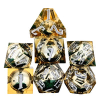 Thumbnail for Green Glitter in Yellow & Clear Liquid Filled Sharp Resin - 7pcs RPG Dice Set