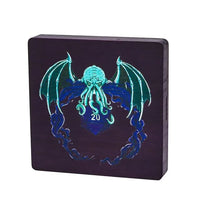 Thumbnail for Purple Cthulu D20 on Bamboo Wood - Magnetic Dice Storage