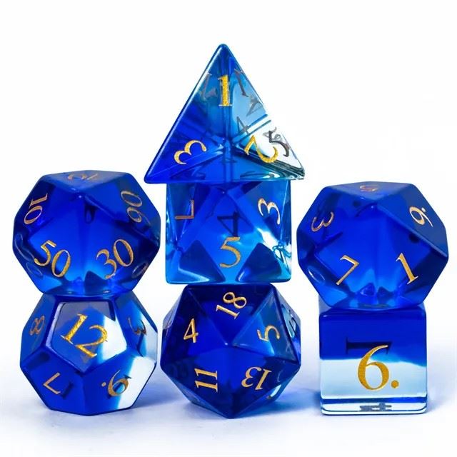 Clear Blue Glass - 7pcs RPG Dice Set