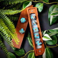 Thumbnail for Butterfly & Flower in Blue Filled Sharp Resin - 7pcs RPG Dice Set
