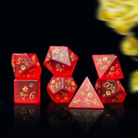 Thumbnail for 7pcs Dice Gem Frosted Glass Gold Font Roses Red