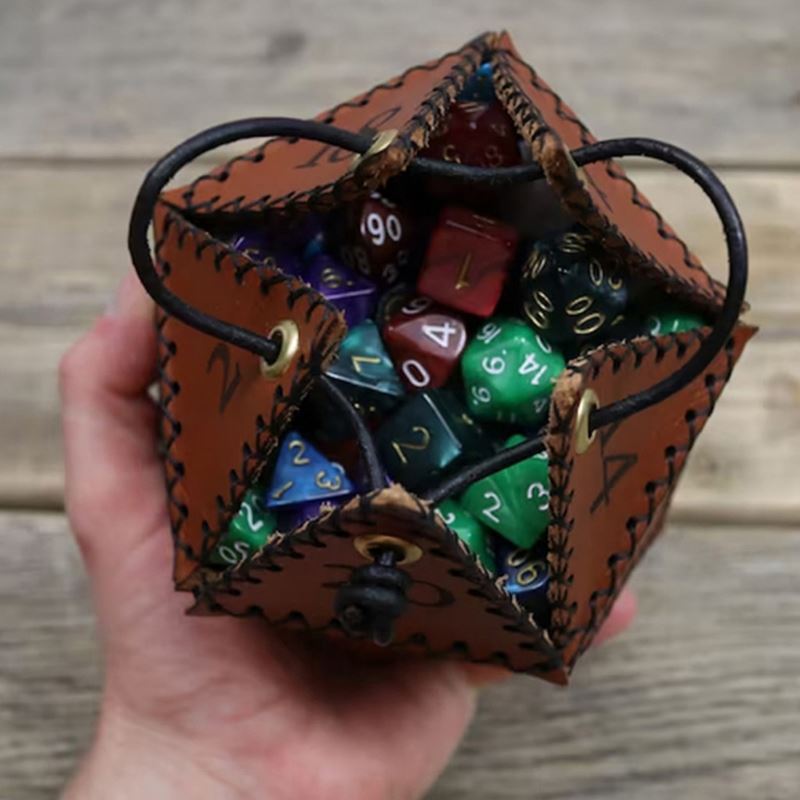 Brown Leather D20 - Storage Bag