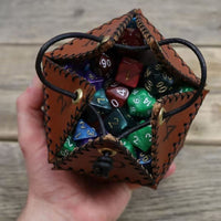 Thumbnail for Brown Leather D20 - Storage Bag