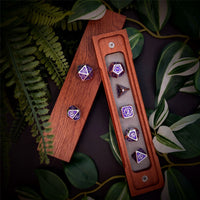 Thumbnail for Gear in Purple Enamel Silver Metal - 7pcs RPG Dice Set