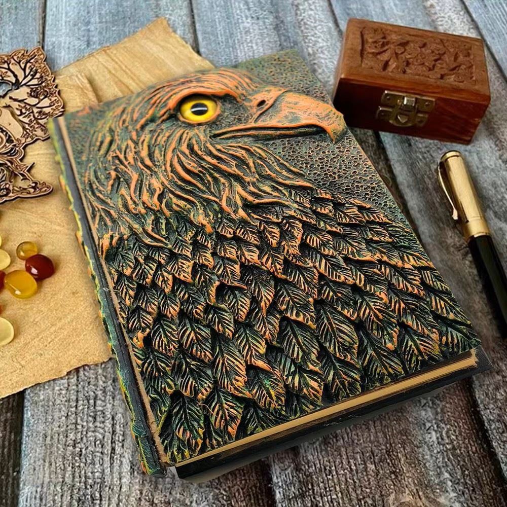 Orange Resin Eagle - A5 Handmade Hardback Notebook