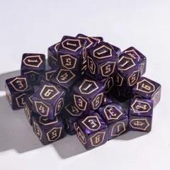 6pcs D6 16mm Dice Acrylic Gold Font Shield Black