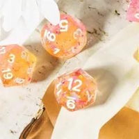 Thumbnail for 7pcs Dice Resin Swirl White Font Pink Orange