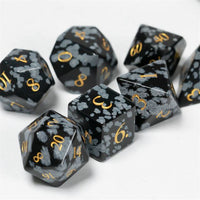 Thumbnail for Splatter Black Snowflake Gemstone - 7pcs RPG Dice Set