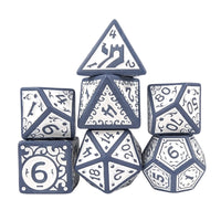 Thumbnail for White Vines on Grey Acrylic - 7pcs RPG Full Dice Set