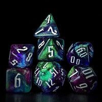 Thumbnail for Glitter in Blue & Purple Acrylic - 7pcs RPG Full Dice Set Dark Stack