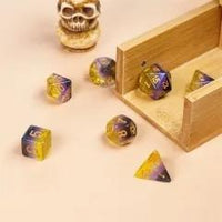 Thumbnail for 7pcs Dice Resin Layer Gold Font Non Binary Blue Purple Yellow