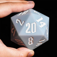 Thumbnail for D20 55mm Dice Silicone Solid White Font Pale Blue