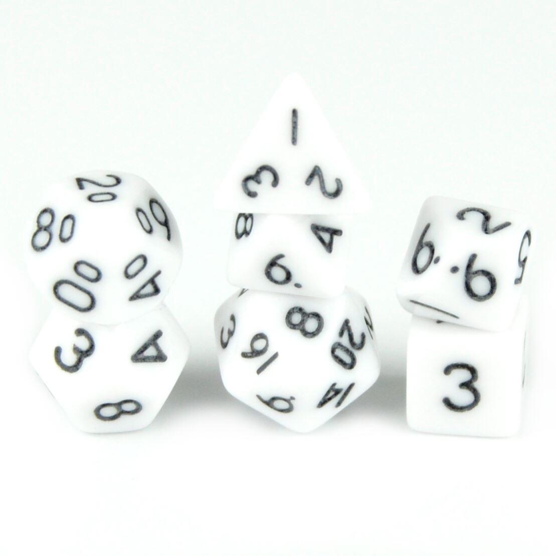 Solid White Acrylic - 7pcs RPG Mini Dice Set