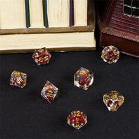 Thumbnail for Red Glitter in Clear Liquid Filled Sharp Resin - 7pcs RPG Dice Set