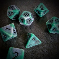 Thumbnail for Washed Green on White Acrylic - 7pcs RPG Full Dice Set Scatter