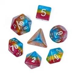 7pcs Dice Resin Layer Silver Font LGBTQ Rainbow