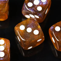 Thumbnail for 16mm Brown & Yellow Acrylic with Glitter - 6pcs D6 RPG Dice Set