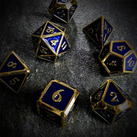 Thumbnail for Blue Enamel in Gold Metal - 7pcs RPG Dice Set