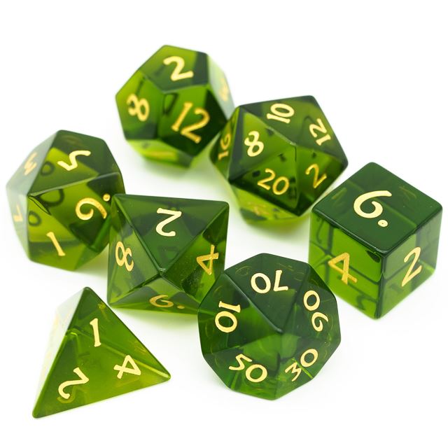 Green Glass - 7pcs RPG Dice Set