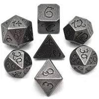 Thumbnail for Silver Metal with Black Dragon Font - 7pcs RPG Dice Set