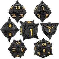 Thumbnail for 7pcs Dice Metal Spike Ball Gold Font Black